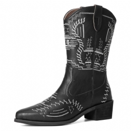 Dames Casual Puntschoen Vintage Geborduurde Western Cowboylaarzen Martin Boots