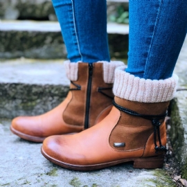 Grote Maat Dames Retro Warme Dagelijkse Winter Sokken Splicing Boots