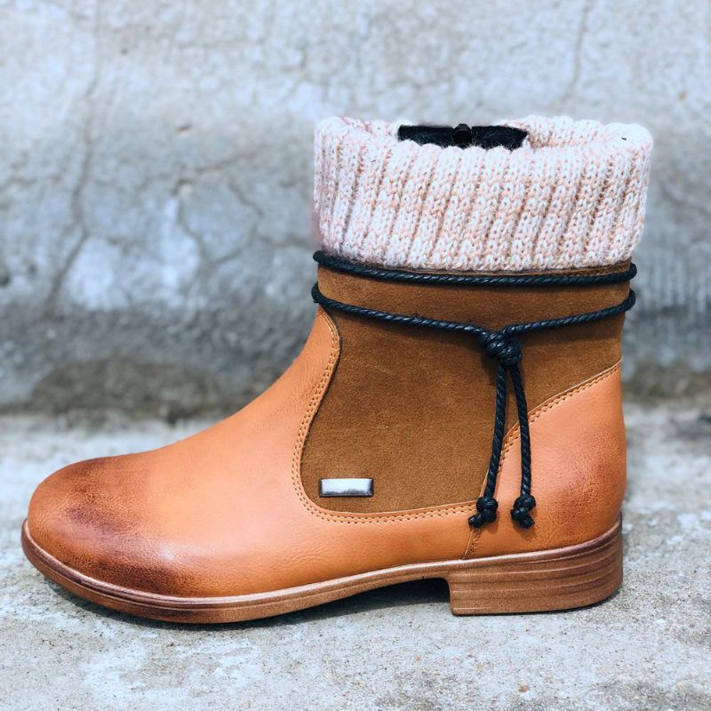 Grote Maat Dames Retro Warme Dagelijkse Winter Sokken Splicing Boots
