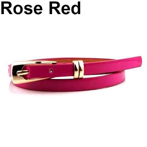 Damesmode Candy Color Faux Leather Buckle Skinny Belt Dunne Tailleband Sash