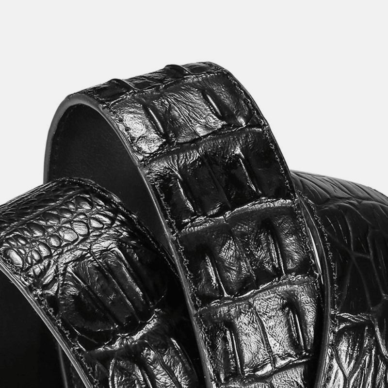Mannen Lederen Krokodil Patroon 125 cm Ratchet Jurk Riem Luipaard Hoofd Automatische Gesp Business Jeans Suits Koeienhuid Riem