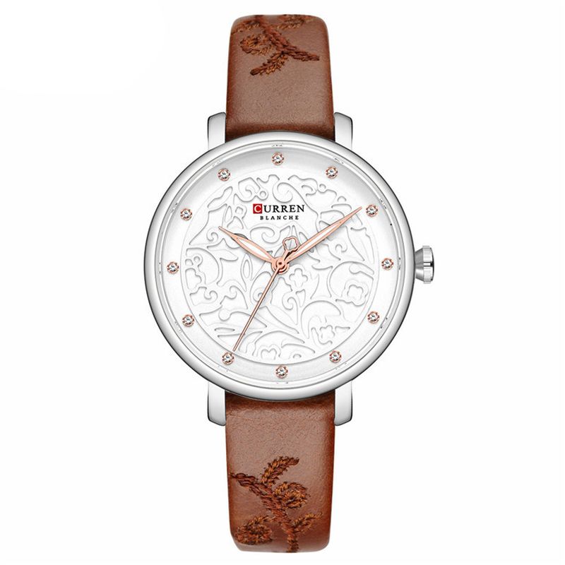 Crystal Lederen Band Dames Polshorloge Elegant Design Quartz Horloge