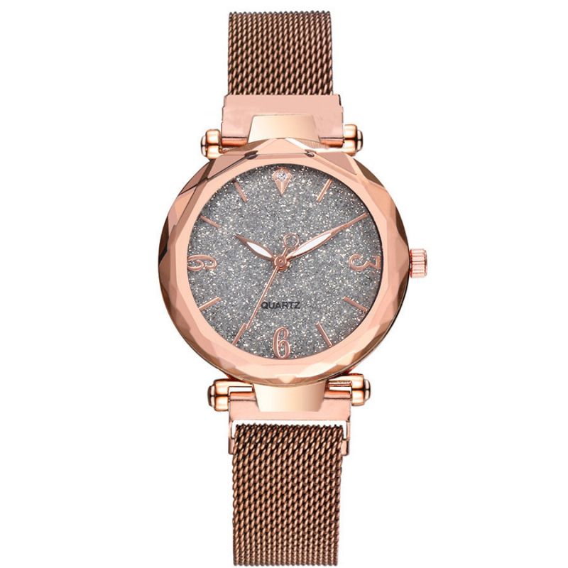 Eenvoudig Ontwerp Milanese Mesh Stalen Ster Decoratie Mode Vrouwen Horloge Quartz Horloge