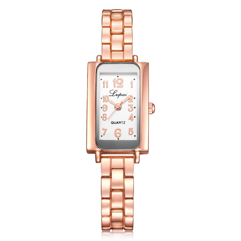 Elegant Design Dames Armband Horloge Rechthoek Volledig Stalen Quartz Horloge