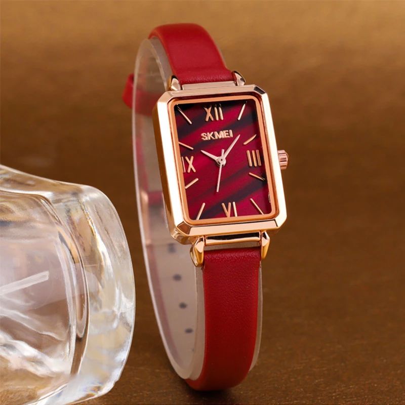 Getextureerde Wijzerplaat Ultradun Damespolshorloge Modieus Lederen Band Quartz Horloge