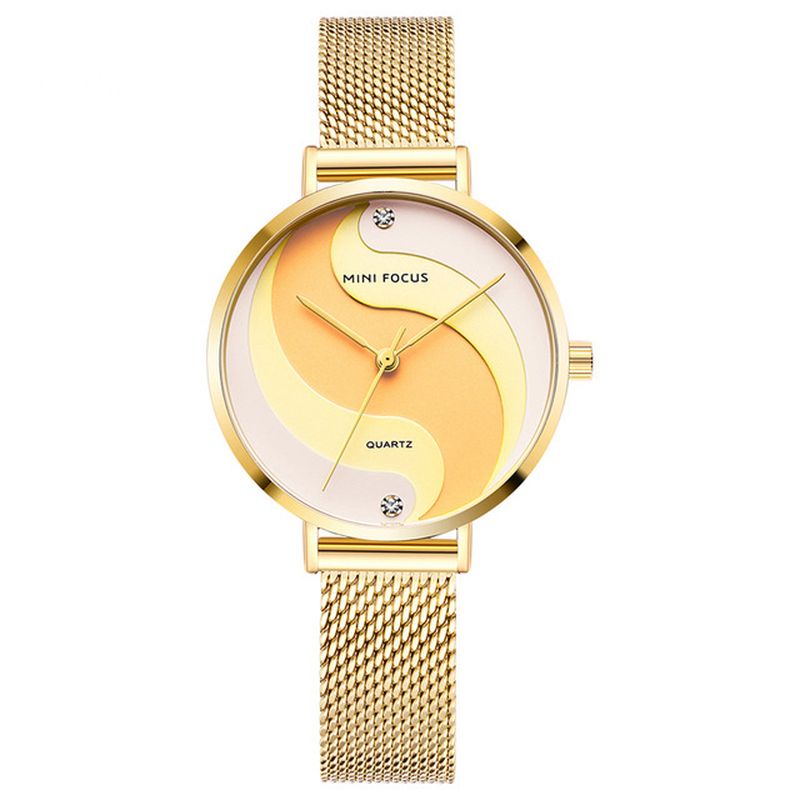 Mode Eenvoudige Diamanten Waterdichte Milanese Mesh Band Vrouwen Horloge Quartz Horloge