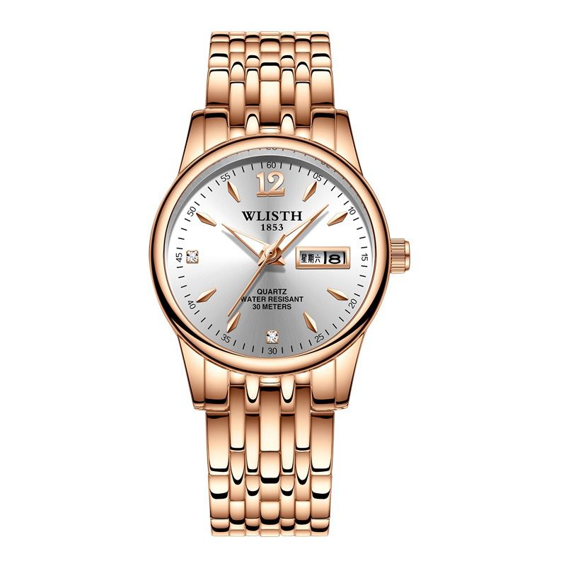 Mode Zakelijke Dames Kleden Vrouwen Volledig Stalen Luminouds Display Quartz Horloge