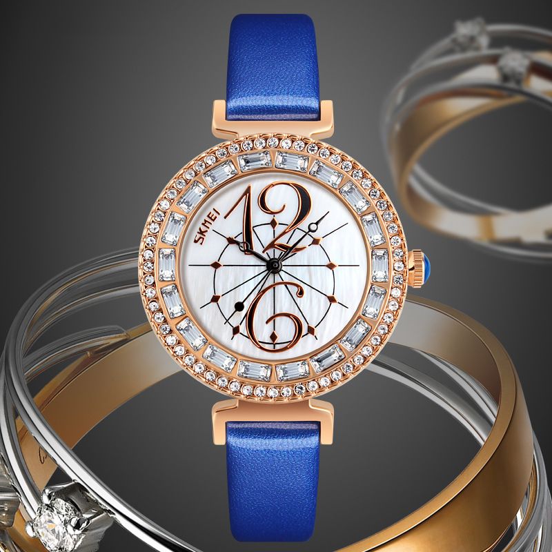 Strass Dames Polshorloge Shell Dial Waterdicht Elegant Design Quartz Horloge