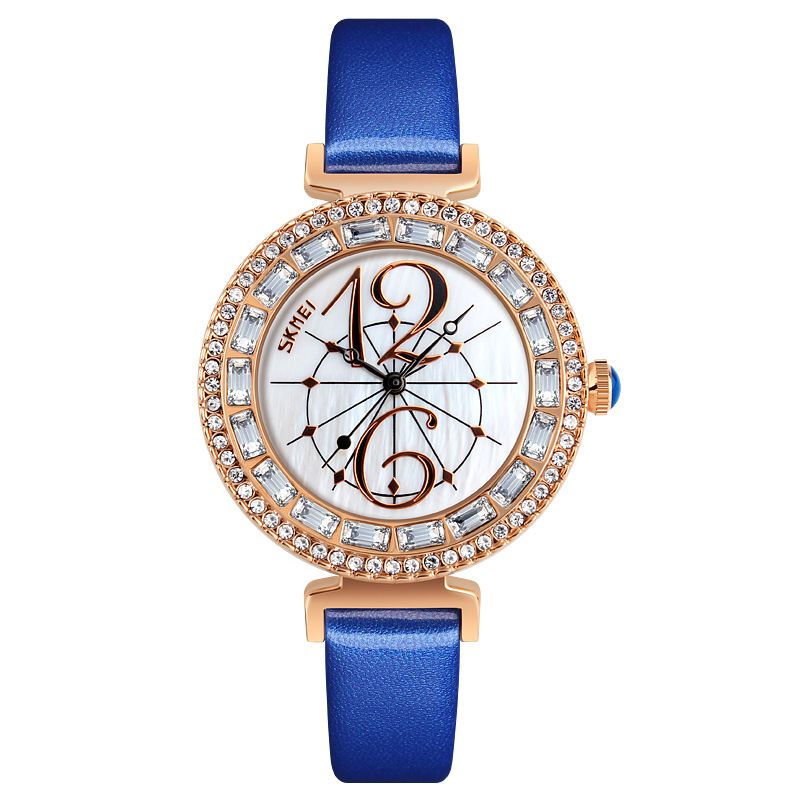 Strass Dames Polshorloge Shell Dial Waterdicht Elegant Design Quartz Horloge