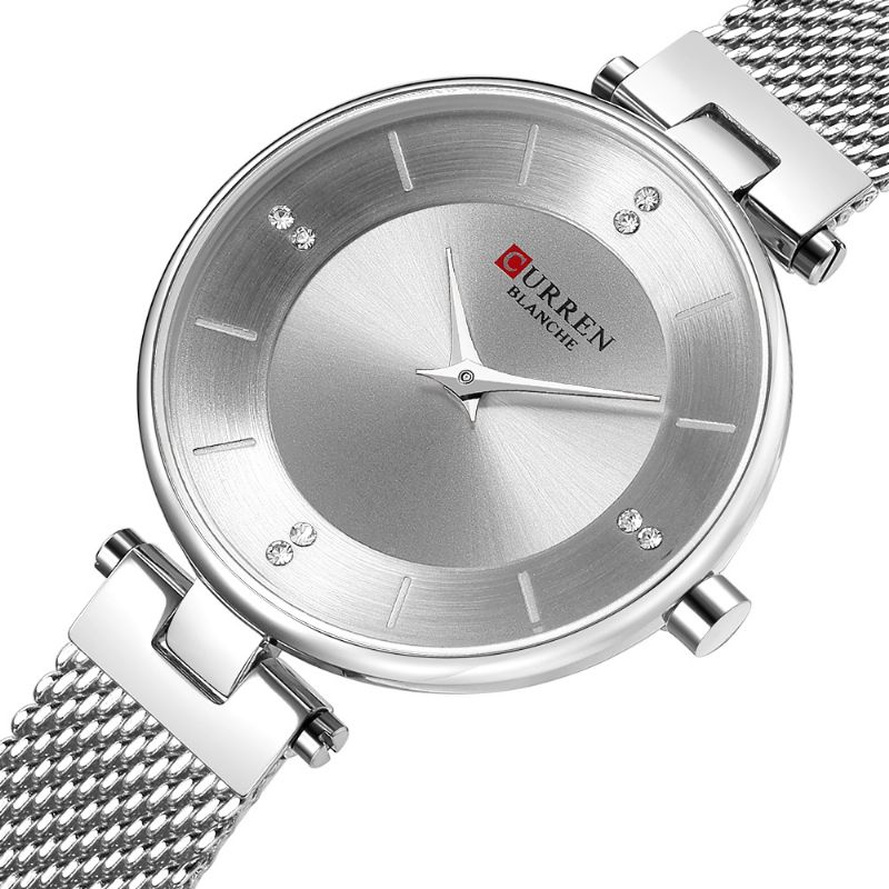Ultradunne Wijzerplaat Elegant Design Dameshorloge Volledig Stalen Quartz Horloge
