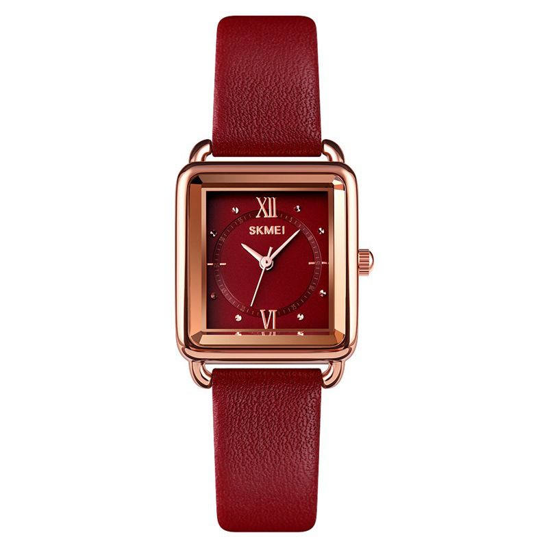 Vierkante Wijzerplaat Klassiek Dames Polshorloge Echt Lederen Band Casual Quartz Horloge