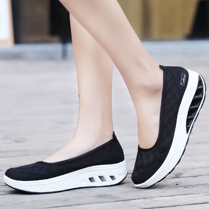 Dames Mesh Splicing Sport Casual Lace-up Platform Sneakers