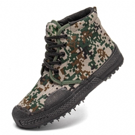 Mannen Canvas Camouflagepatroon Slijtvast Ademend Rubber Gevulkaniseerd Hoge Bevrijdingsschoenen Militaire Trainingsschoenen Sneakers Sportschoenen