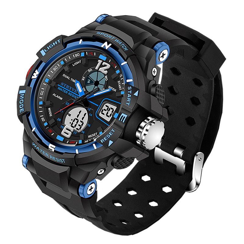 Chronograaf Luminous Week Display Waterdicht Heren Sport Dual Display Digitaal Horloge