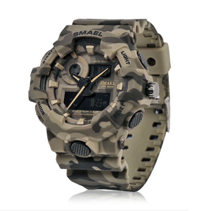 Digitaal Horloge Camouflage Militray Dual Display Heren Sport Outdoor Polshorloge