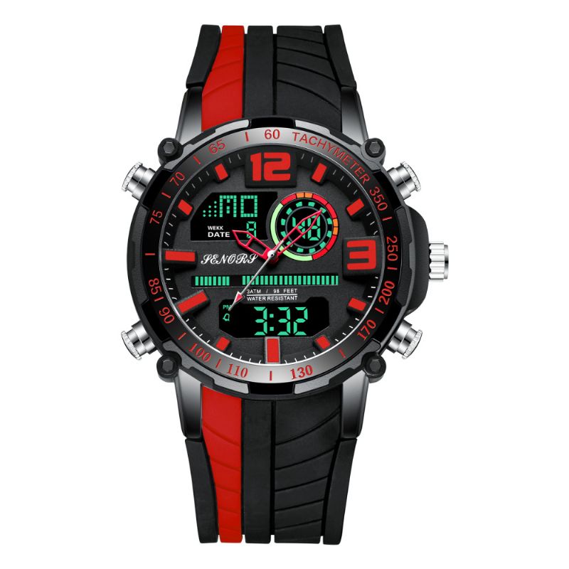 Dual Display Digitaal Horloge Outdoor Sport Wekker Kalender Chronograaf Noctilucent Waterdicht Horloge