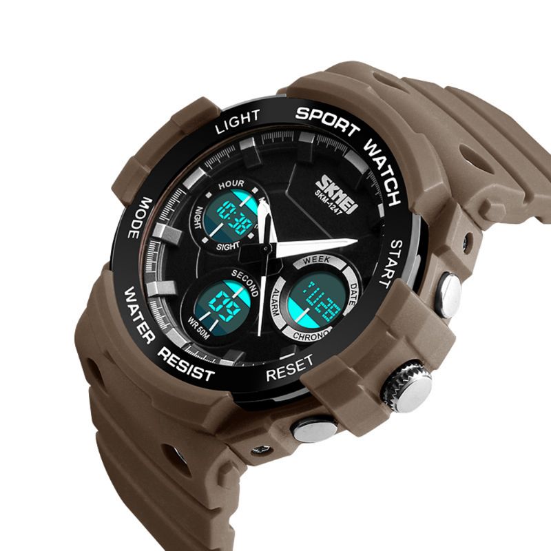 Dual Display Digitale Horloge Heren Lichtgevende Chronograaf Alarm Horloge Outdoor Sport Horloge