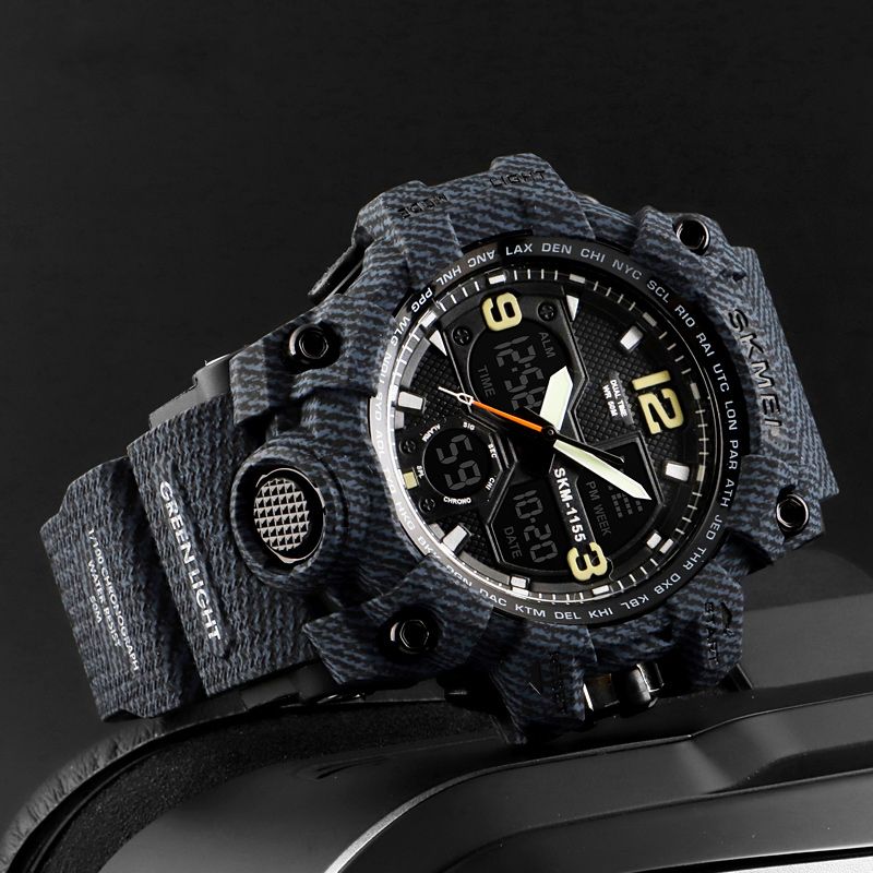 Militair Camouflage Waterdicht Multifunctioneel Buiten Dubbel Digitaal Horloge