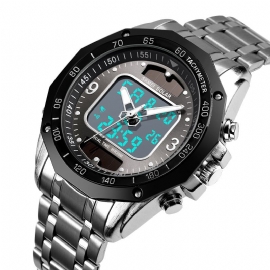 Mode Heren Digitaal Quartz Horloge 3atm Waterdicht Lichtgevend Display Dual Display Horloge