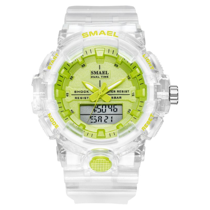 Sport Heren Digitaal Horloge Dual Time Datum Weekweergave Chronograaf 5atm Waterdicht Outdoor Dual Display Horloge