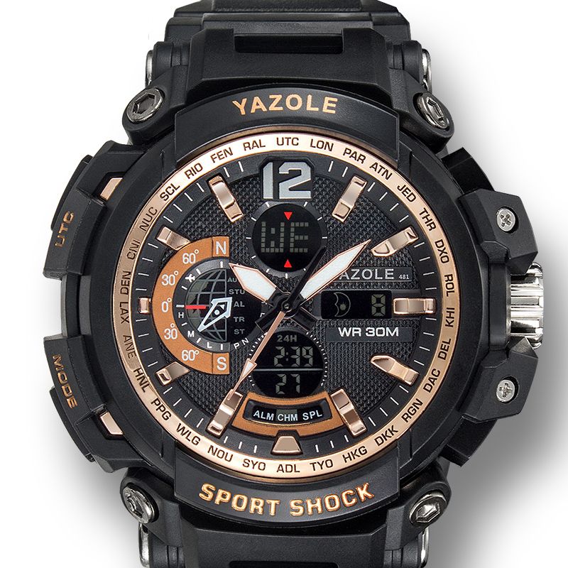 Sport Stopwatch Timing Kalender Week Lichtgevend Dual Display Digitaal Horloge