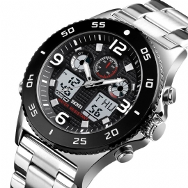Zakelijke Stijl Dual Display Horloge Alarm Multifunctionele Metalen Behuizing Heren Digitaal Horloge