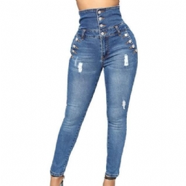 Elastische Skinny Jeans Met Hoge Taille Voor Dames