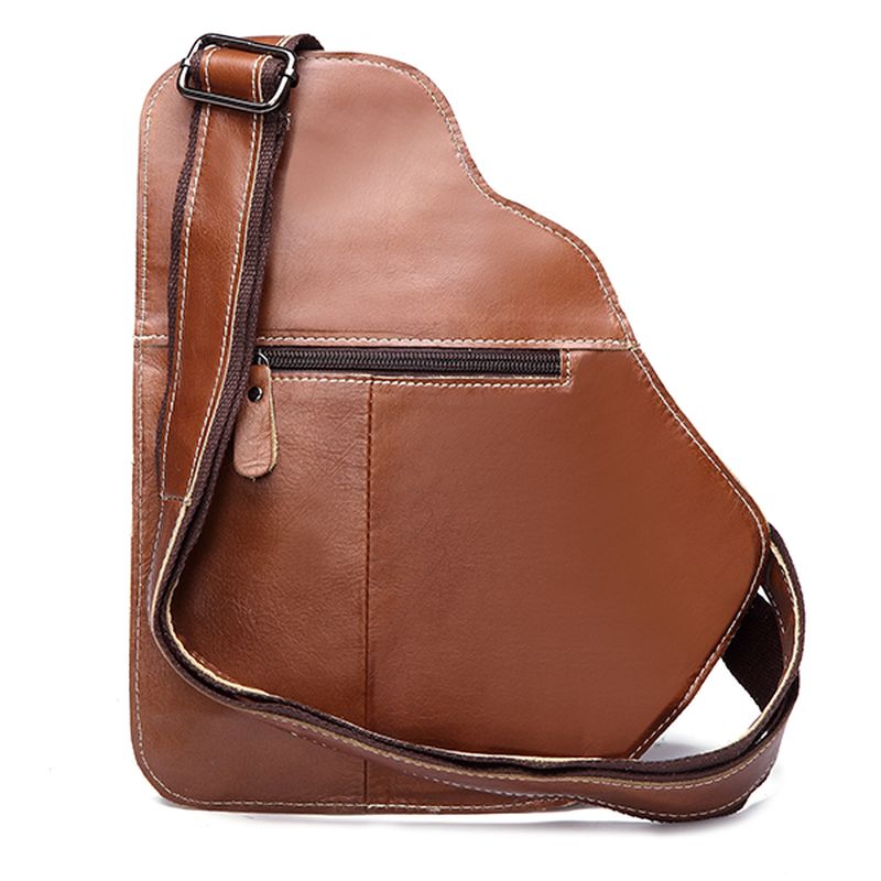 Mannen Lederen Sling Bag Zakelijke Casual Outdoor Borst Crossbody Tas Voor Ipad Mini