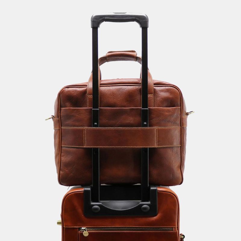Mannen Pu Lederen Multi-pocket 14 Inch Laptoptas Messenger Bag Travel Crossbody Tas Handtas