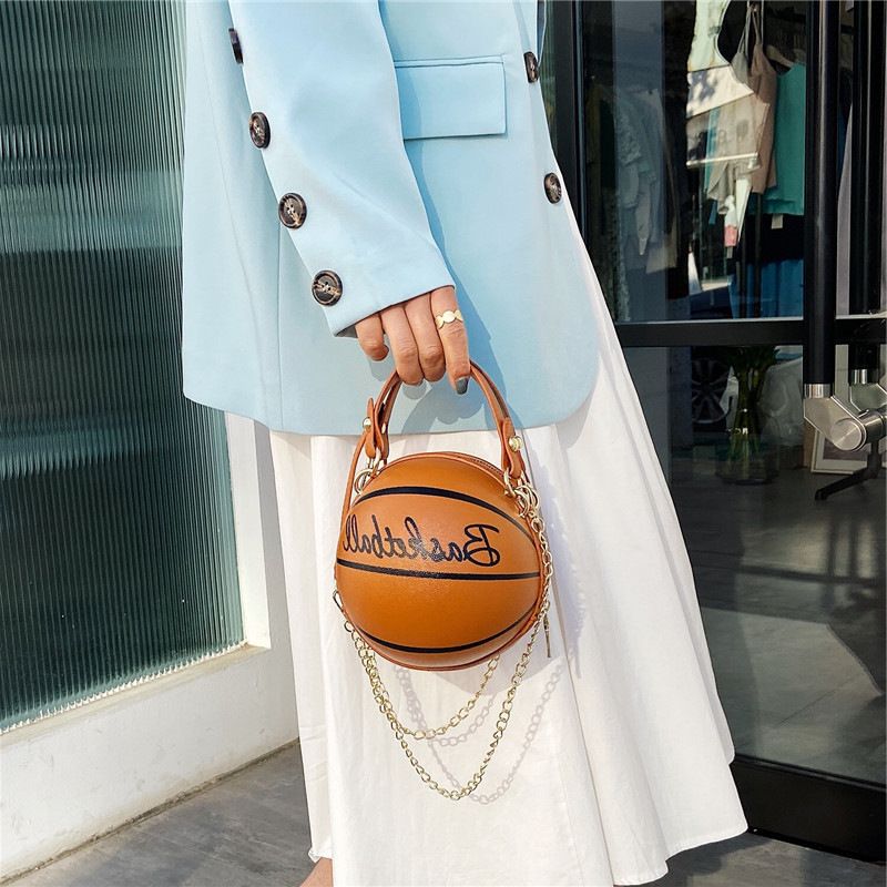 Vrouwen Uniek Ontwerp Basketbal Voetbal Look Mini Ronde Tas Hangtas Mode Verstelbare Schoudertas Cross Body Bag