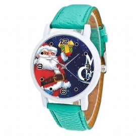 Cartoon Kerstman Met Sterrenhemel Patroon Pu Lederen Band Kid Horloge Mode Kinderen Quartz Horloge