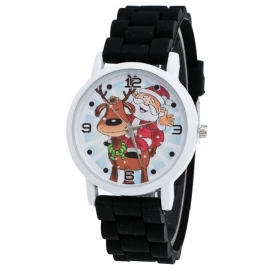Cartoon Kerstman En Rendier Patroon Siliconen Band Horloge Leuke Kid Horloge Mode Kinderen Quartz Horloge