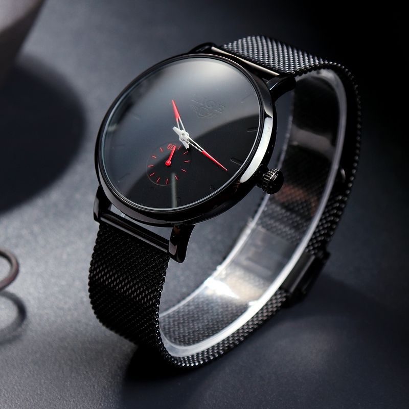 Casual Mode Ultradunne Roestvrijstalen Band Waterdicht Heren Quartz Horloge