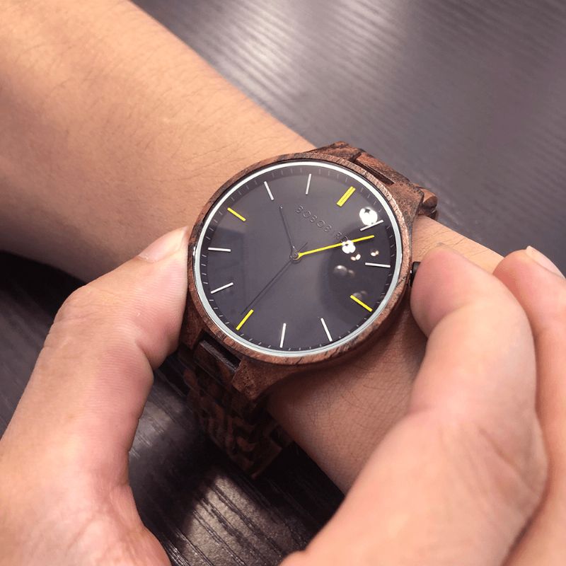 Casual Stijl Heren Polshorloge Houten Creatieve Quartz Horloges