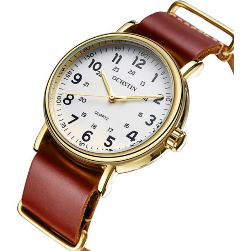Heren Quartz Horloge Casual Lederen Band Zakelijk Horloge