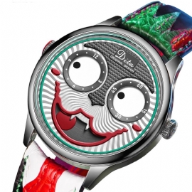 Mode Creatieve Joker Wijzerplaat Leer/roestvrijstalen Band Persoonlijkheid Heren Quartz Horloge