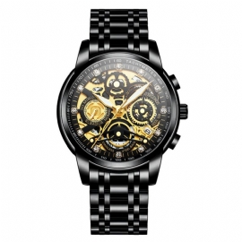 Mode Heren Horloge Waterdicht Chronograaf Lichtgevende Datumweergave Quartz Horloge