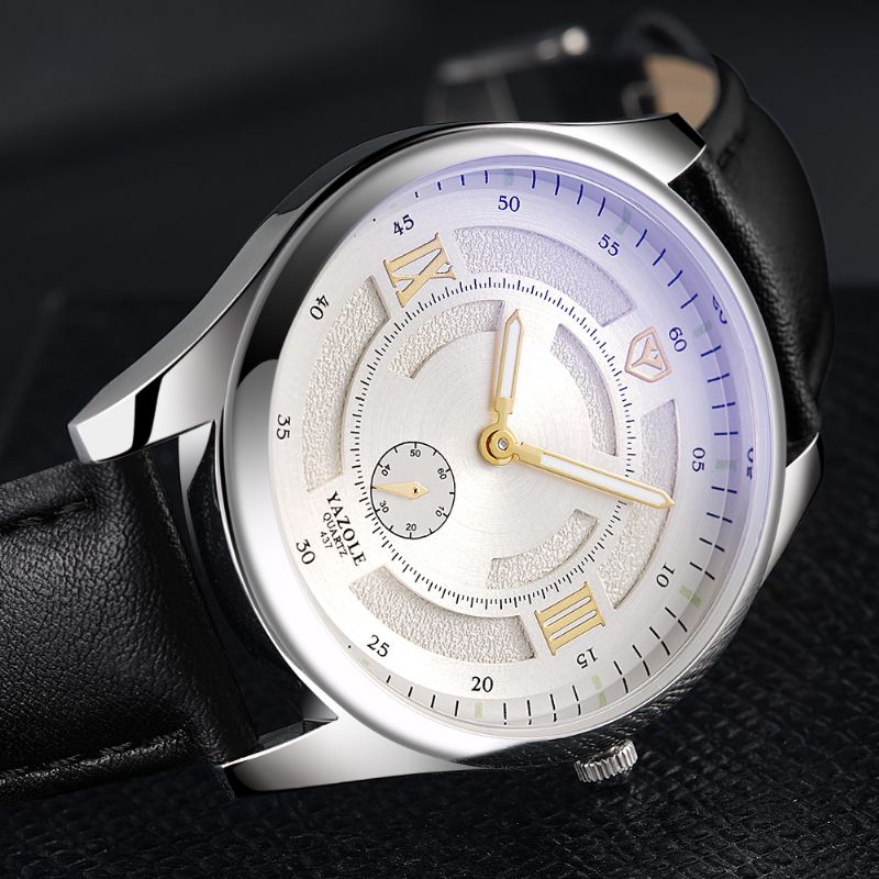 Mode Lederen Band Lichtgevende Display Heren Horloge Quartz Horloge