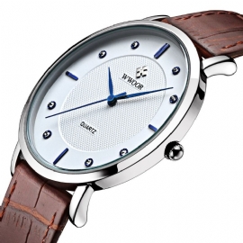 Ultradunne Casual Stijl Heren Polshorloge Lederen Horlogeband Quartz Horloges