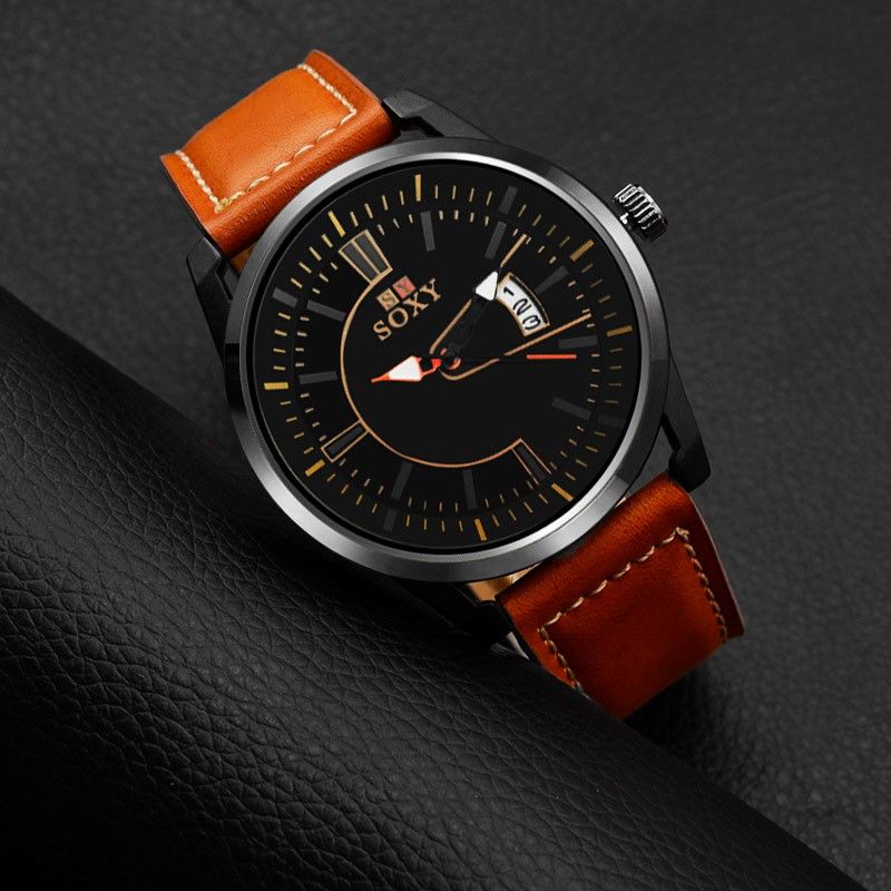 Ultradunne Mode-stijl Herenhorloge Lederen Band Quartz Horloges