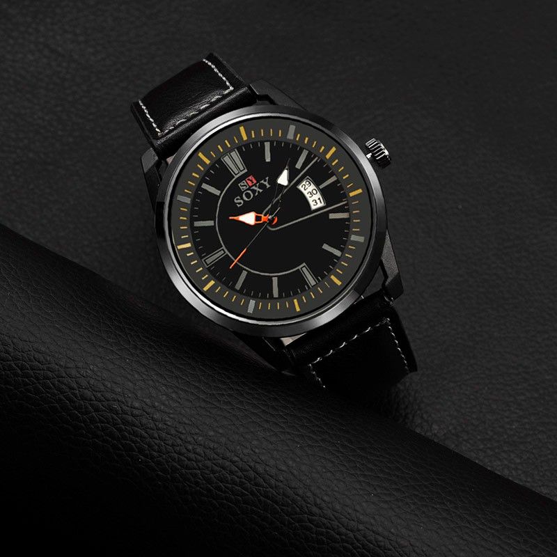 Ultradunne Mode-stijl Herenhorloge Lederen Band Quartz Horloges