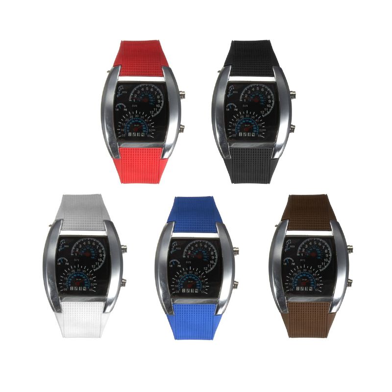 Unisex Mode Vierkante Siliconen Rubberen Band Dot Led Quartz Horloge