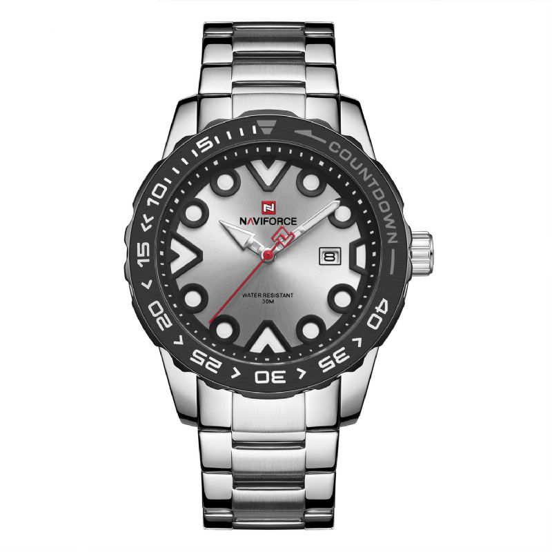 Volledig Stalen Lichtgevende Display Heren Polshorloge Datumweergave Quartz Horloges