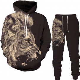 3d Digital Printing Animal Lion Sweatshirt Joggingbroek