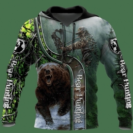 American Super Plus Size Herentrui Bear Stupid Bear Series Hooded Pullover Sweater Casual Lange Mouwen