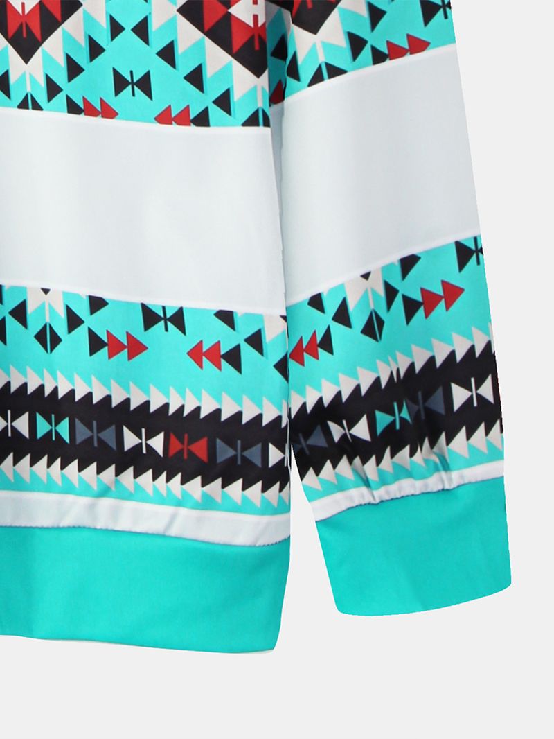 Dames Geometrie Print Halve Rits Pullover Etnische Stijl Sweatshirt
