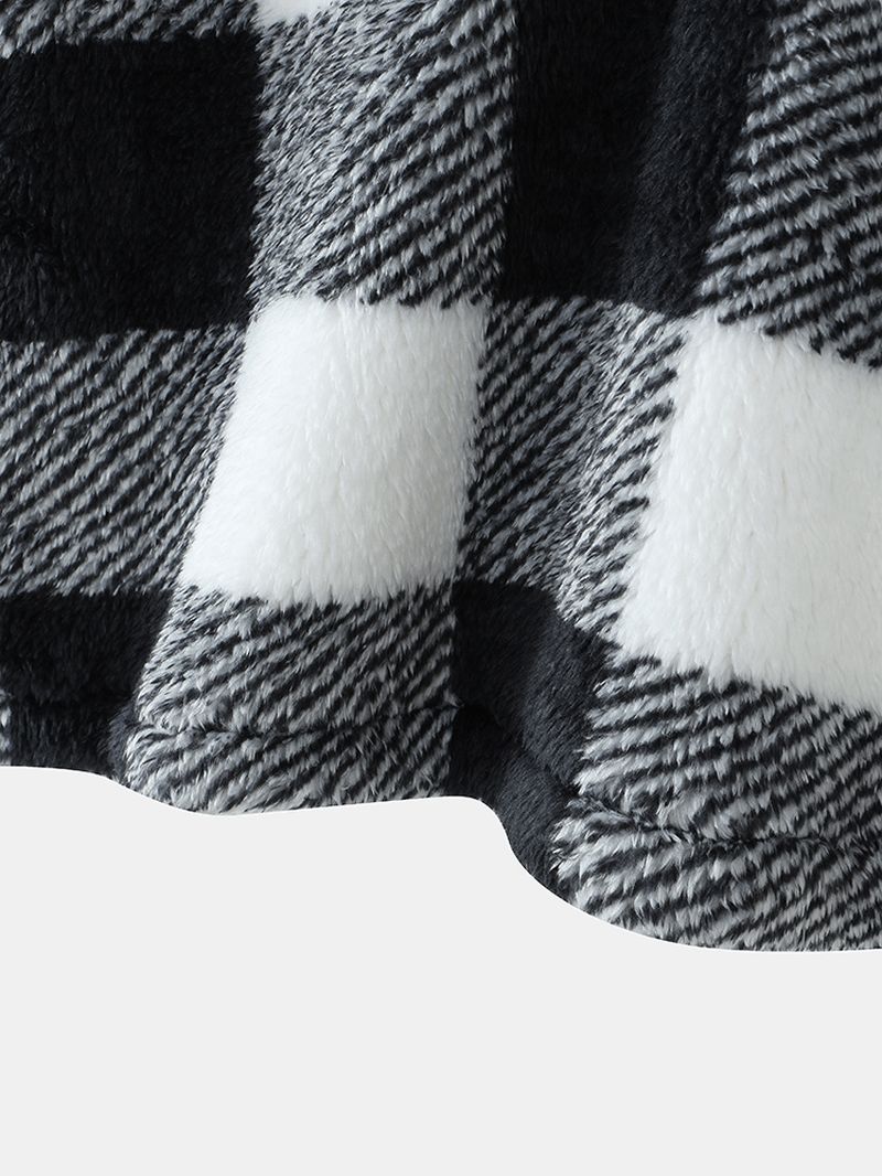 Dames Geruite Print Halve Rits Voor Pullover Sweatshirts Warme Jassen