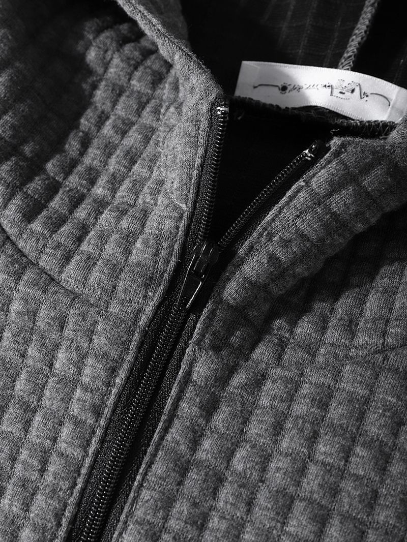 Heren Corduroy Solid Half Zip Simple Drop Shoulder Casual Hooded Sweatshirt