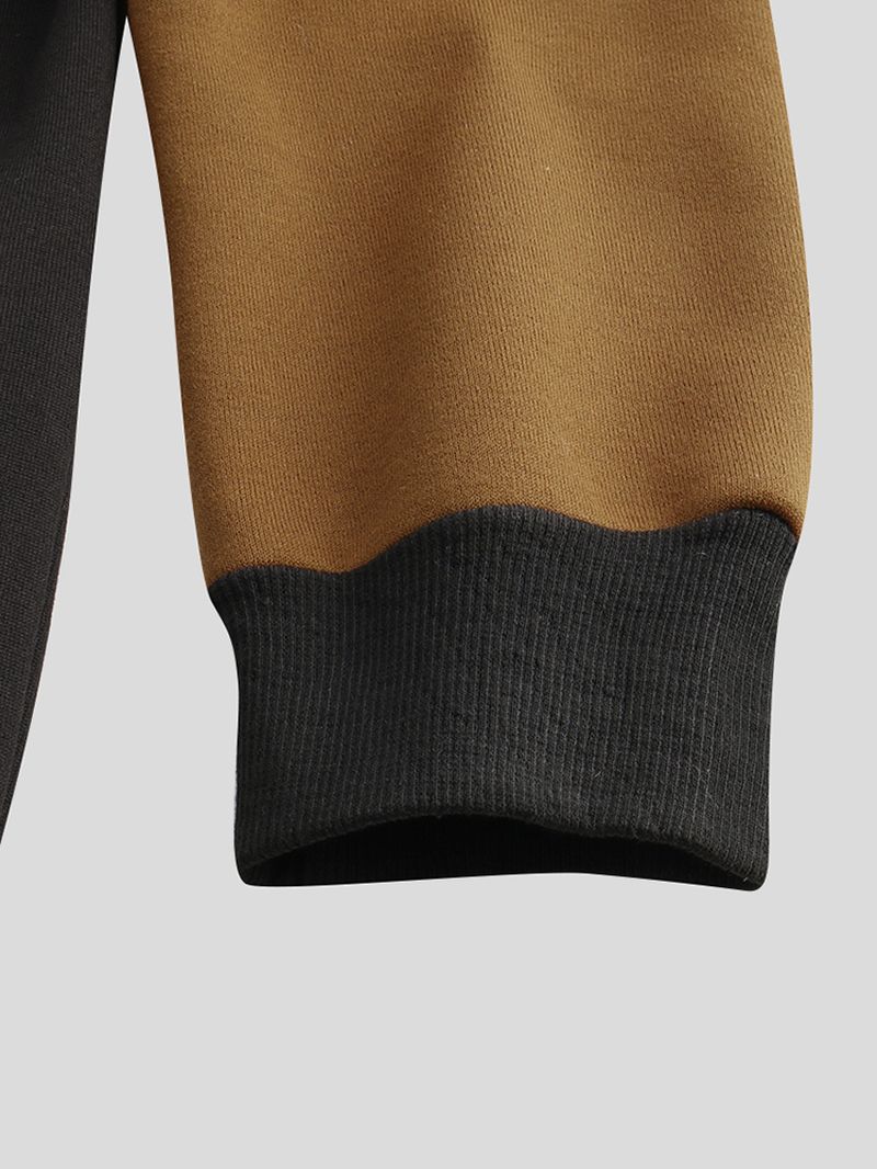 Heren Losse Nieuwe Mode Casual Kleur Bijpassende Stiksels Sweatshirt