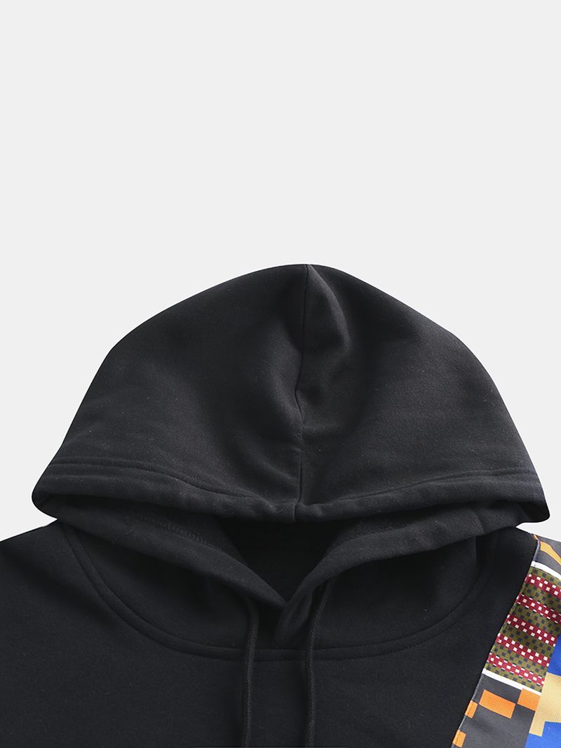 Herenmode Patroon Afdrukken Hooded Trekkoord Lange Mouw Casual Sweatshirt